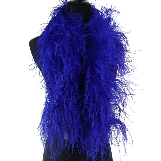 2 Meters Long White Ostrich Feather boa 4ply,6ply,10ply,15ply Thickness Ostrich Scarf Wedding Party Decoration Shawls-Blue,10ply