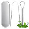 2 stainless steel tongue cleaners. and 1 storage case. Removes bad breath. Antibacterial properties. Recommended by dentists. Tongue scraper mouth cleaning, recyclable, easy cleaning. view 1