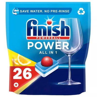 Finish Power All in One Dishwasher Tablets Bulk | Scent : Lemon | Size: Total 26 Dishwasher Tabs |for Sparkling Clean 1st Time