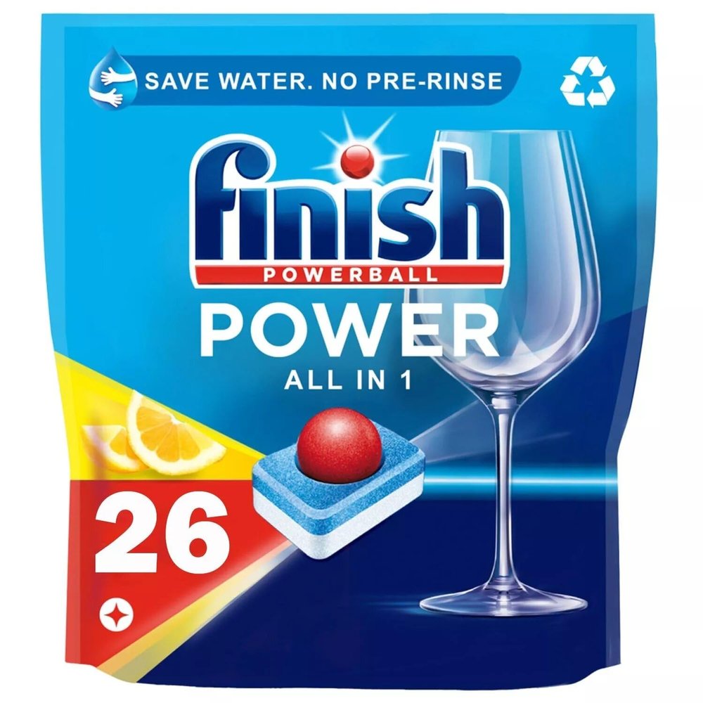 Finish Power All in One Dishwasher Tablets Bulk | Scent : Lemon | Size: Total 26 Dishwasher Tabs |for Sparkling Clean 1st Time