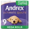 Andrex Ultimate Quilts 9 Mega Toilet Rolls = 13.5 Standard Toilet Rolls, 50% Longer Lasting Paper, Air Pocket Technology for Soft, Thick Sheets, FSC Certified view 1
