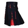 Beokeuioe Men's Fashion Scottish Skirt New Men Traditional Kilt Skirt Utility Male Classic Retro Skirt Medieval Scotland Pleated Skirts Splice Scottish Kilt, F Red, XL view 1
