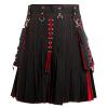 Beokeuioe Men's Fashion Scottish Skirt New Men Traditional Kilt Skirt Utility Male Classic Retro Skirt Medieval Scotland Pleated Skirts Splice Scottish Kilt, F Red, XL view 2