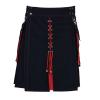 Beokeuioe Men's Fashion Scottish Skirt New Men Traditional Kilt Skirt Utility Male Classic Retro Skirt Medieval Scotland Pleated Skirts Splice Scottish Kilt, F Red, XL view 4