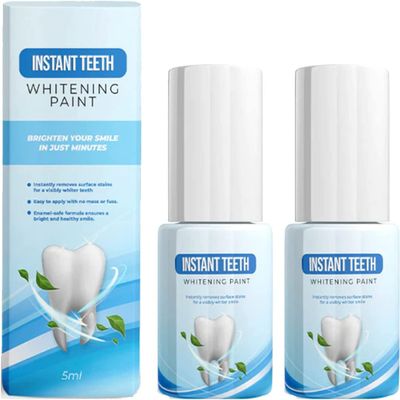 2Pcs Instant Teeth Whitening Paint, Instant Whitening Paint for Teeth, Teeth Cleaning Serum for Tooth Polish Whitening Stain Removal