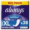 Always Daily Protect Extra Long Panty Liners, Odour Lock, 38 Count, Comfortable with Absorbent Core view 1