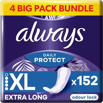 Always Daily Protect Extra Long Panty Liners 38 Liners, Odour Lock, Comfortable with Side Protection barriers
