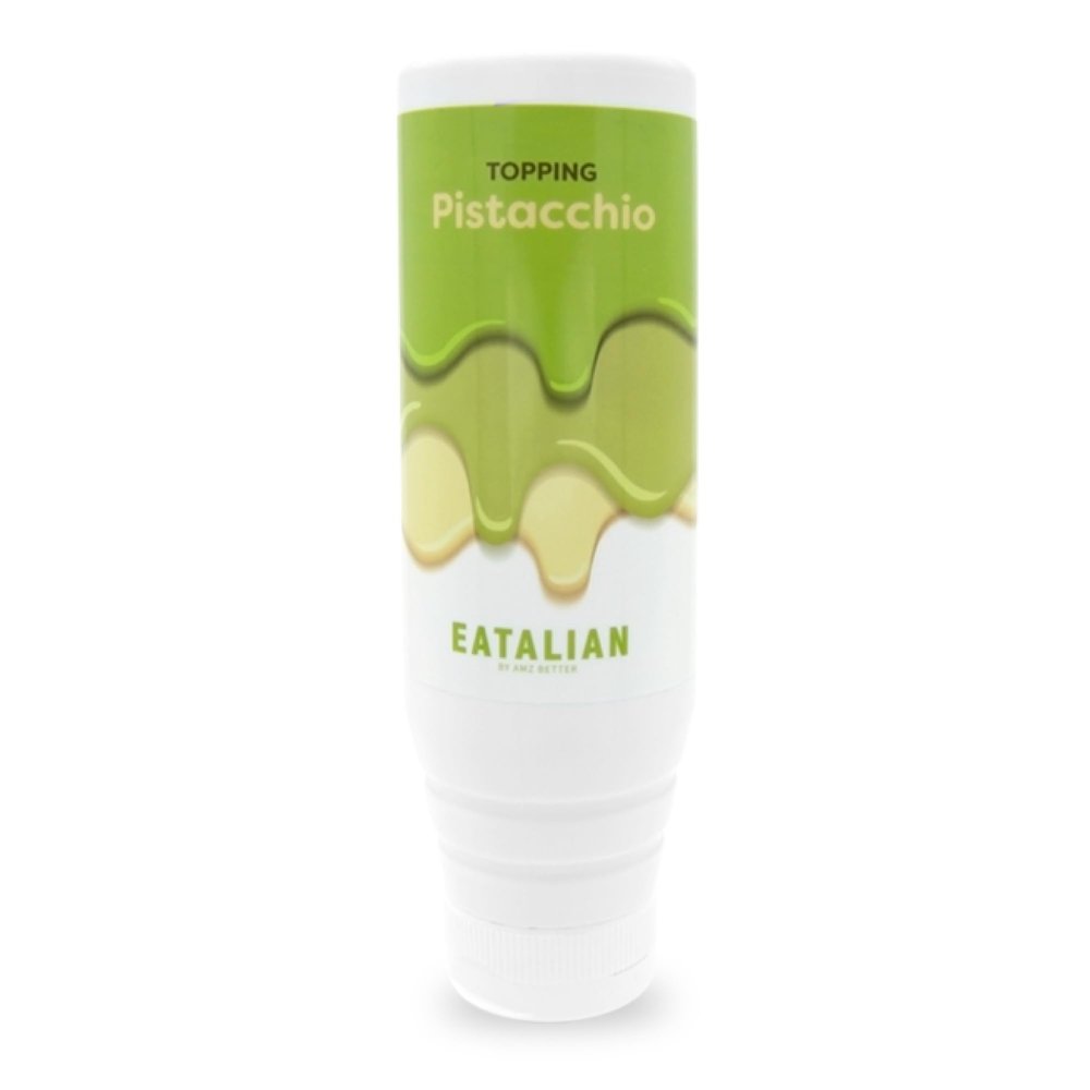 EATALIAN by AMZ BETTER Pistachio Flavoured Topping, Sweet Protein Cream in 500 gr Squeezer, Made in Italy, Pistachio Sauce Ideal for Decorating Ice Cream, Desserts and Dubai Chocolate