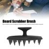 Beard Brush for Men, Facial Exfoliating Brush Deep Cleansing Soft Silicone Face Beard Brush with Suction Cup Bathroom Accessory (Black) view 2