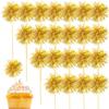 80 Pcs Firework Cupcake Topper Gold Graduation Cake Decorations Foil Frill Toothpicks for Party Decoration, Cake Toppers, Picnics, Bar, Birthday, Holiday (Gold) view 1