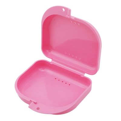AidShunn Retainer Box Denture Cleaner Case Teeth Retainers Denture Bath Slim Orthodontic Dental Case for Bleaching Trays,Mouth, Guard, Brace, Ear Plugs, Chewies (Pink)