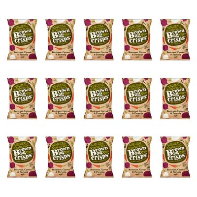 Brown Bag Crisps  Beetroot, Carrot & Parsnip Veggie Crisps 40g - Pack of 15