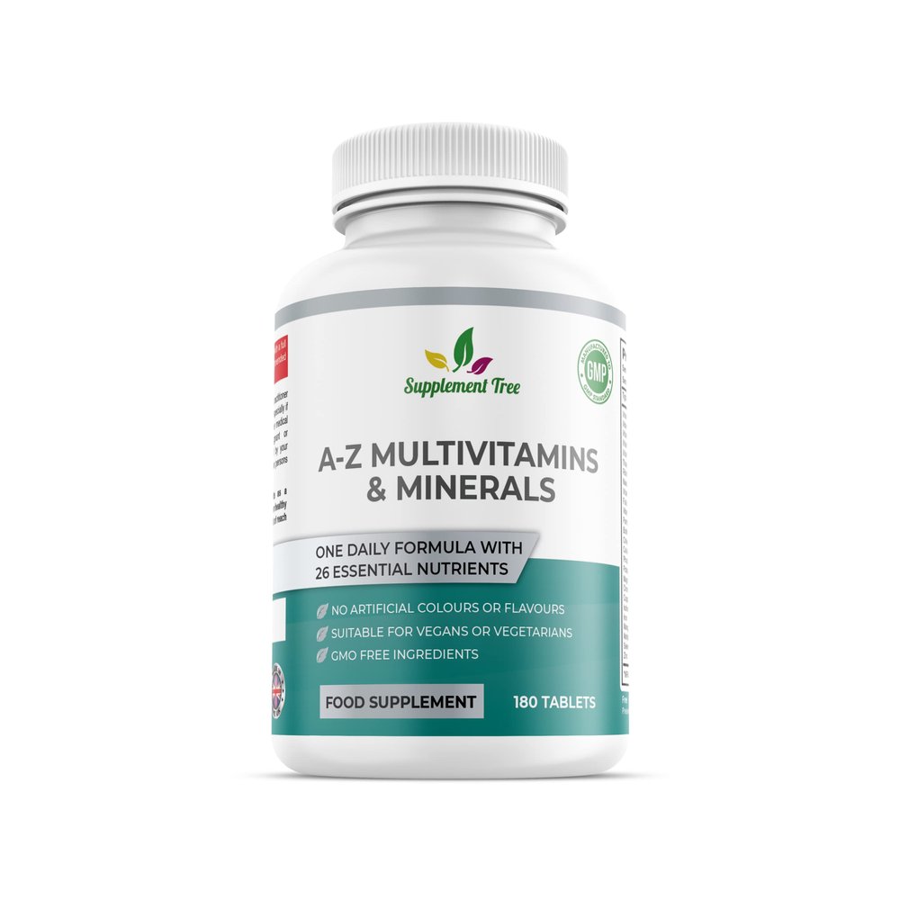 A-Z Multivitamins and Minerals Tablets - 180 Vegan Multivitamin Tablets for Men & Women (6 Months Supply) - One a Day 26 Nutrients Multivitamins and Multi Minerals Pills - UK Manufactured