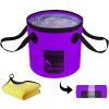 AUTODECO Collapsible Bucket 5 Gallon Container Folding Water Bucket Portable Wash Basin for Camping Fishing Travelling Outdoor Gardening Purple 1Pcs 20L view 1