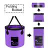 AUTODECO Collapsible Bucket 5 Gallon Container Folding Water Bucket Portable Wash Basin for Camping Fishing Travelling Outdoor Gardening Purple 1Pcs 20L view 2