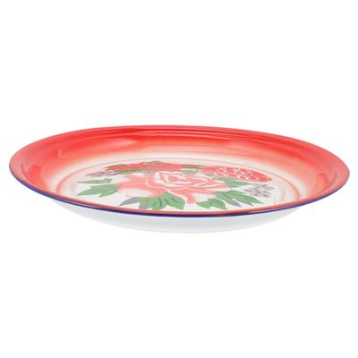 Enamel Plate Vintage Tray Serving Tray Round Wedding Table Decor Chip Dip Platter Enamel Dessert Bowl Chinese Serving Platter Dinner Supply Chinese Style Food Tray Home Accessory (Color : As Shown,(