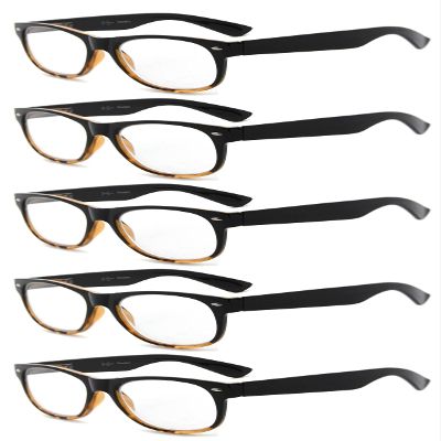 Eyekepper Classic 80's Reading Glasses-5 Pairs Black-tortoise Frame Glasses for Women Reading +3.50