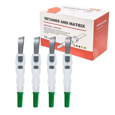 Windplusya Dental Matrix Bands, 24pcs Metal Restoration Matrix Band, with 180 Adjustable Retainer, Sectional Contoured Matrice Roll Type Matrix Band for Crownwork.-Green