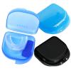Dental denture box, 2 pieces braces box, denture box, denture box, denture box, black, denture box, travel, with air hole, for dentures, braces, mouth guard, light blue and black view 1