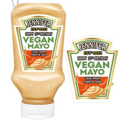 Personalised Customised Bottle Label Sticker for Heinz Vegan Mayo 220ml