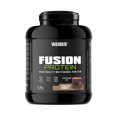 Weider Fusion Protein (1,2kg) Chocolate-Brownie Flavour. Complete Formula Based on 4 Quality Protein Sources, 22g Animal & Plant-Based Proteins + 4,3g BCAA/Serving, No Added Sugar, Aspartame Free