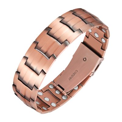 Jeracol 99.99% Soild Copper Bracelets for Men,3X Ultra Strength Magnets(3500 Gauss) Magnetic Bracelets,Magnetic Wristband for Anniversary,Adjustable Size&Jewelry Gift Box