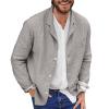Men's Cotton Linen Leisure Suit Jacket Summer Plain Refreshing Slim Cotton Linen Breathable Simple Colours Suit Collar Single Breasted Long Sleeve Shirt Top, gray, XL view 1