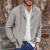 Men's Cotton Linen Leisure Suit Jacket Summer Plain Refreshing Slim Cotton Linen Breathable Simple Colours Suit Collar Single Breasted Long Sleeve Shirt Top, gray, XL view 3