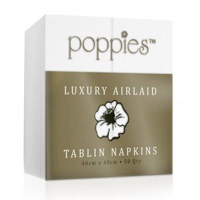 Poppies White Linen Effect Napkins 500 x 40 x 40/8 Fold (4048WH)