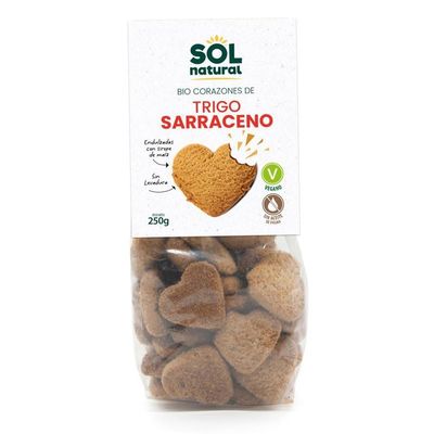 Corazones de Trigo Sarraceno con sirope maiz bio 250g Sol Natural