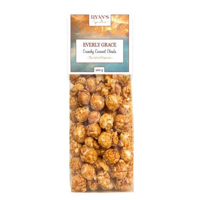 Everly Grace Popcorn Crunchy Caramel Clouds, 100 g Caramel-coated Popcorn with a Crunchy Twist, Handmade in Augsburg, Germany