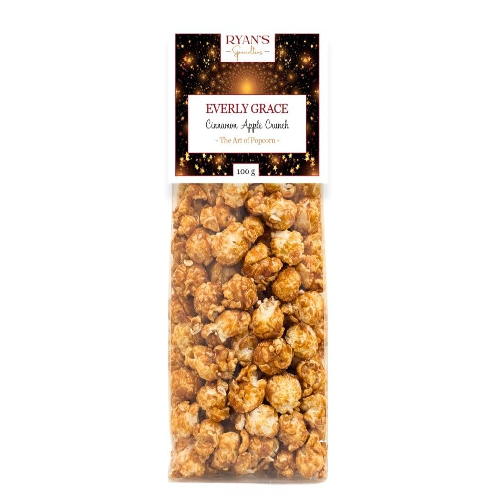Everly Grace Popcorn Cinnamon Apple Crunch, 100 g Popcorn Bags with Apples, Cinnamon, and Spices from Our Manufactory in Augsburg, Germany