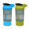 Set of Blue and Green - Nitro Plastic Protein Shaker Bottle On The Go with Rust-Free Steel Spring Ball Flip Cap BPA Free Detachable Storage Cup Spill Proof Gym Sports Supplements Measurable - 600 ml view 1