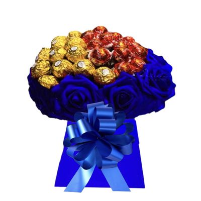 Chocolate Hamper Bouquet Personalised Gifts Ferraro Lindor Blue Red Pink White Green Purple Sweets