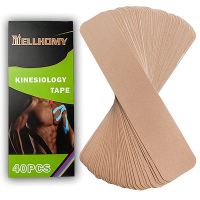 40PCS Kinesiology Tape Pre-Cut, Original Cotton Elastic Premium Athletic Sports Tape, Hypoallergenic and Waterproof K Tape for Muscle Pain Relief and Joint Support(Skin Color)