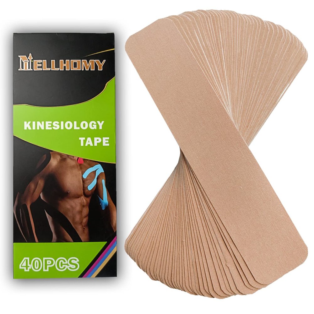 40PCS Kinesiology Tape Pre-Cut, Original Cotton Elastic Premium Athletic Sports Tape, Hypoallergenic and Waterproof K Tape for Muscle Pain Relief and Joint Support(Skin Color)