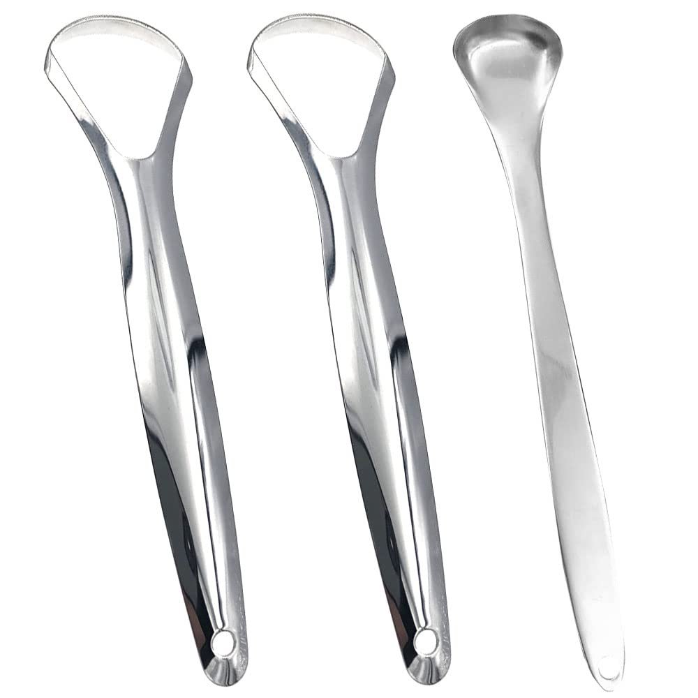 3 Pcs Stainless Steel Tongue Scrapers Tongue Scraper Tongue Cleaner Tool Metal Tongue Scrapers for Oral Hygiene