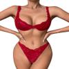 Dlsave Sexy Lingerie for Women Lace V Neck Push Up Lingerie Sets, Wine, XL view 1