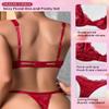 Dlsave Sexy Lingerie for Women Lace V Neck Push Up Lingerie Sets, Wine, XL view 4