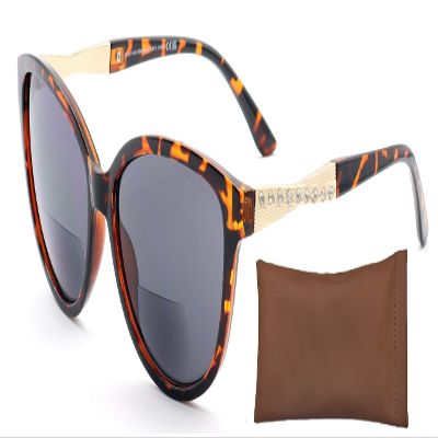 ZAVISH Bifocal Reading Sunglasses Womens Sun Readers UV400 Tinted Glasses Oversize Designer Demi Brown Frame Outdoor Lens & Case +1.75