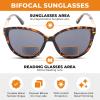 ZAVISH Bifocal Reading Sunglasses Womens Sun Readers UV400 Tinted Glasses Oversize Designer Demi Brown Frame Outdoor Lens & Case +1.75 view 3
