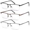 Xnourney 3 Pack Blue Light Blocking Reading Glasses for Men, Stylish Half Frame Metal Computer Readers, Lightweight Spring Hinge Eyeglasses Anti Eyestrain/Glare/UV (Mix Color, Black+Grey+Brown, 1.5) view 1