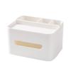 osiuujkw Box Rectangular Plastic Striped Storage Organizer Foldable Cover Grids Paper Holder Home Bookcase Decoration, White view 1