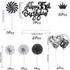 Conruich Cake Decoration 35th Birthday Man, Cake Topper Happy 35th Birthday Black, Glitter Cake Topper 35th Birthday Balloons Confetti Paper Fans for Birthday Cake Decoration 35 Years Women Men view 2