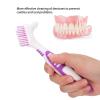 2Pcs Denture Cleaning Brush, 16.5x3cm/6.5x1.2inch Double Bristle Head Denture Toothbrush Hard False Tooth Cleaner Brush Dual Head Multi Layered Bristles and Dual Angled for Dentures Care view 3