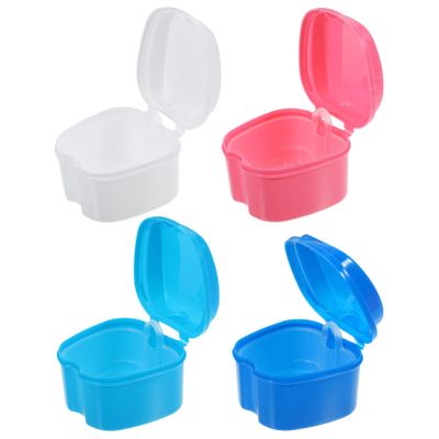 LALAFINA 4pcs Denture Storage Box Household Denture Container for False Case in Different Colors