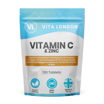 Vitamin C & Zinc 1200mcg | 120 High Strength Vegan Tablets (Not Capsule or Powder) | Made in UK | for Normal Immune System | Supplement for Men & Woman