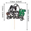 Xsstarmi 1 Pack Happy 14th Birthday Cake Topper Glitter Cheers to 14 Years Cake Pick Decoration for Game Theme Happy 14th Birthday Party Cake Decoration Supplies Black view 2