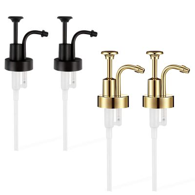 BangBoom 4 Pieces Coffee Syrup Pump, Skinny Syrup Pumps Fit Coffee Syrup Dispenser with 1.3" Dia, Bottle Pumps for Flavored Syrups Multiple Types of Bottles (Gold & Black)