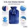 3.5L Extra Large Hot Water Bottle - Blue Faux Fur Covered Hot Water Bottle for Pain Relief, Hand and Foot Warmer - Luxury, Soft and Washable Hot Water Bag for Hot and Cold Compress view 2